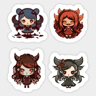 Kawaii demon girl spooky sticker pack Sticker